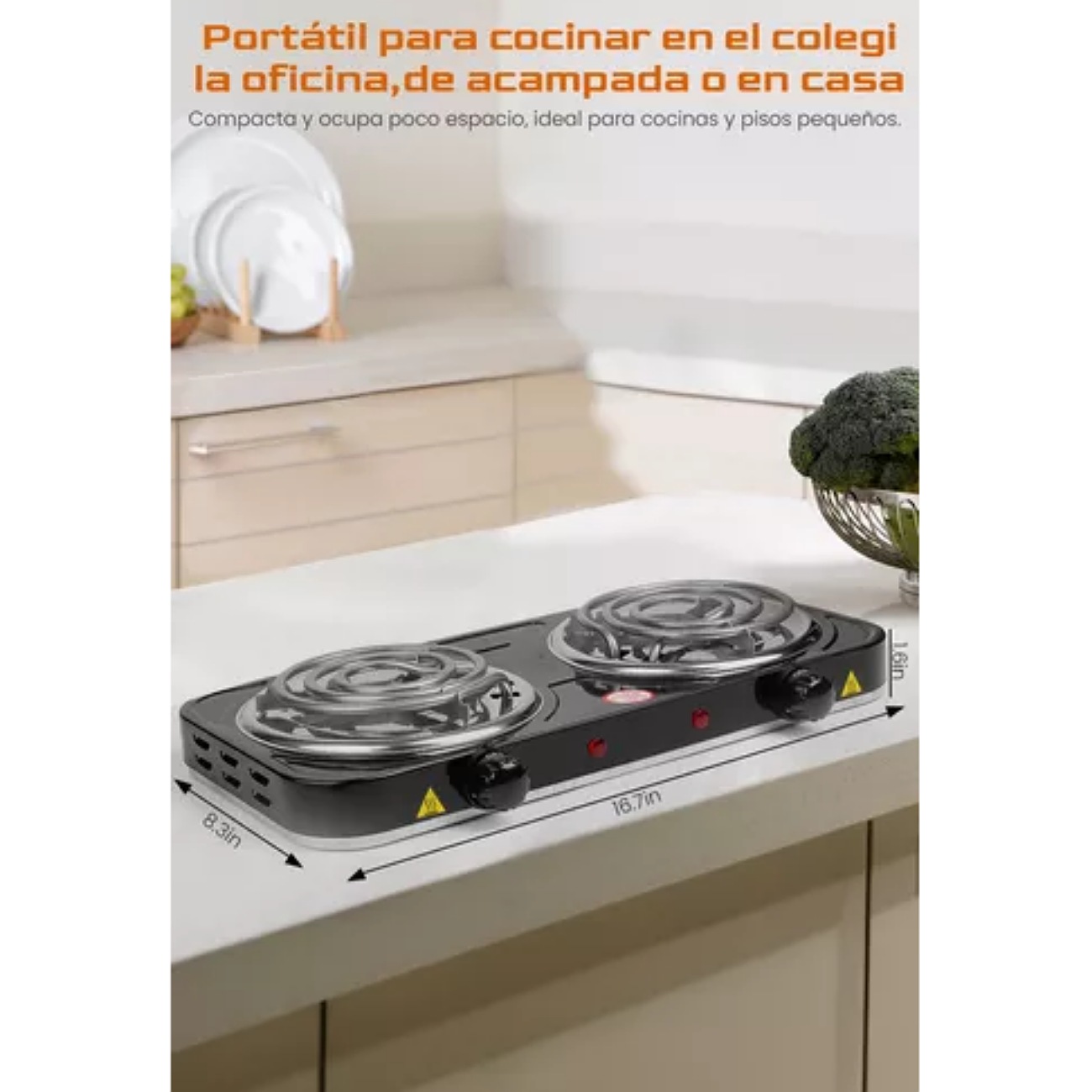 Parrilla Eléctrica Cocción Estufa De Dos Quemadores Perillas