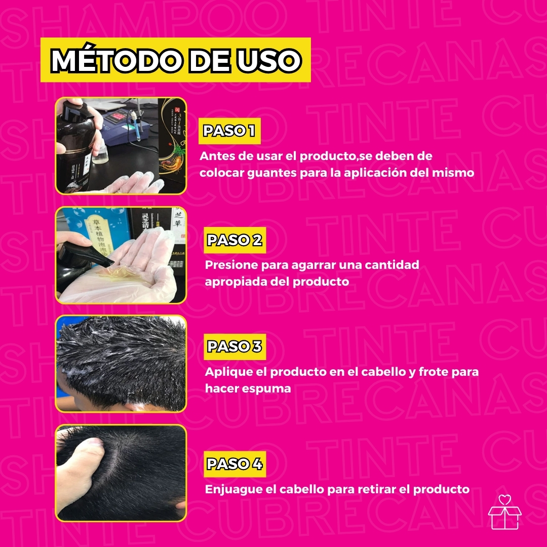 Shampoo Tinte Instantáneo 15 Minutos Cubre Canas Jengibre Chocolate.