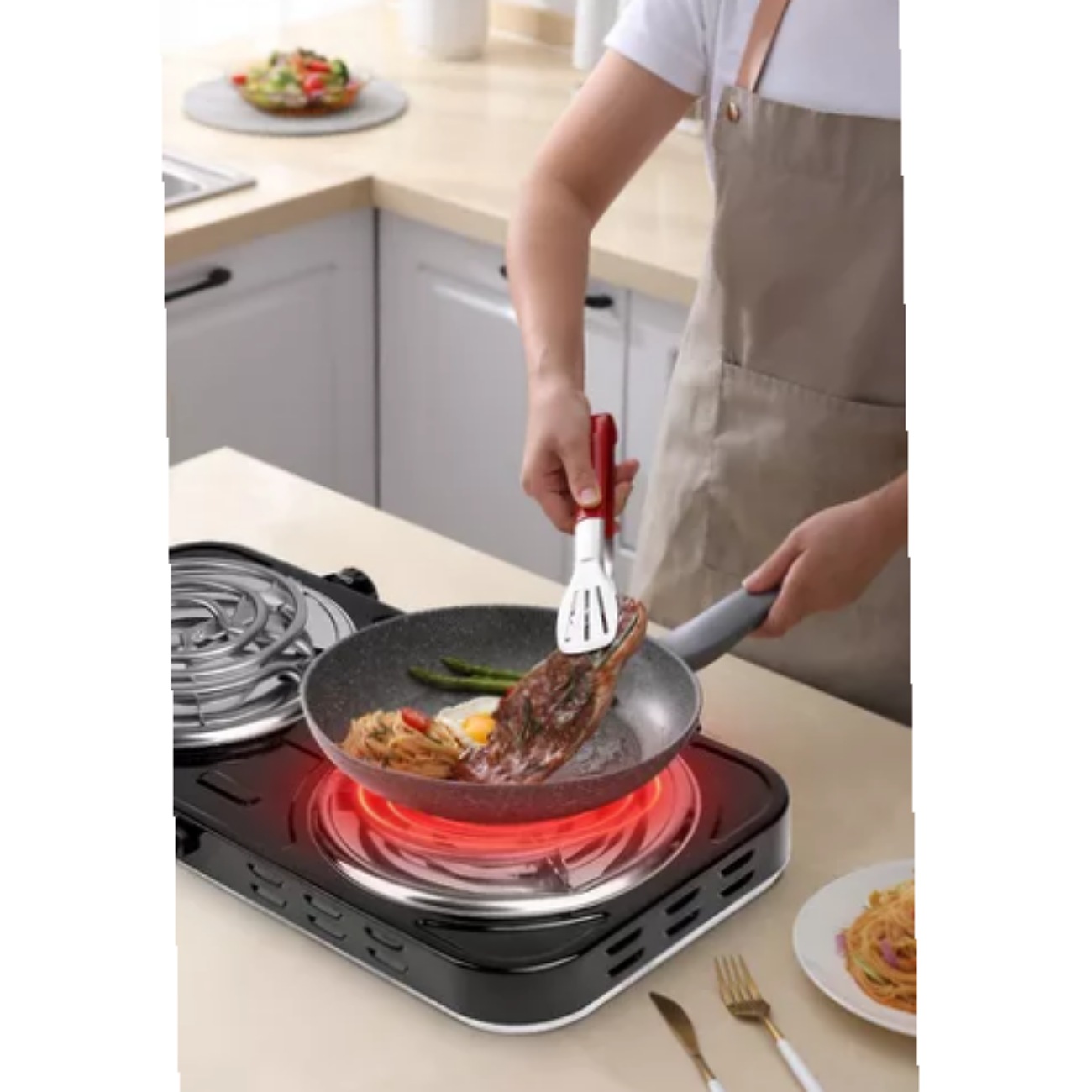 Parrilla Eléctrica Cocción Estufa De Dos Quemadores Perillas