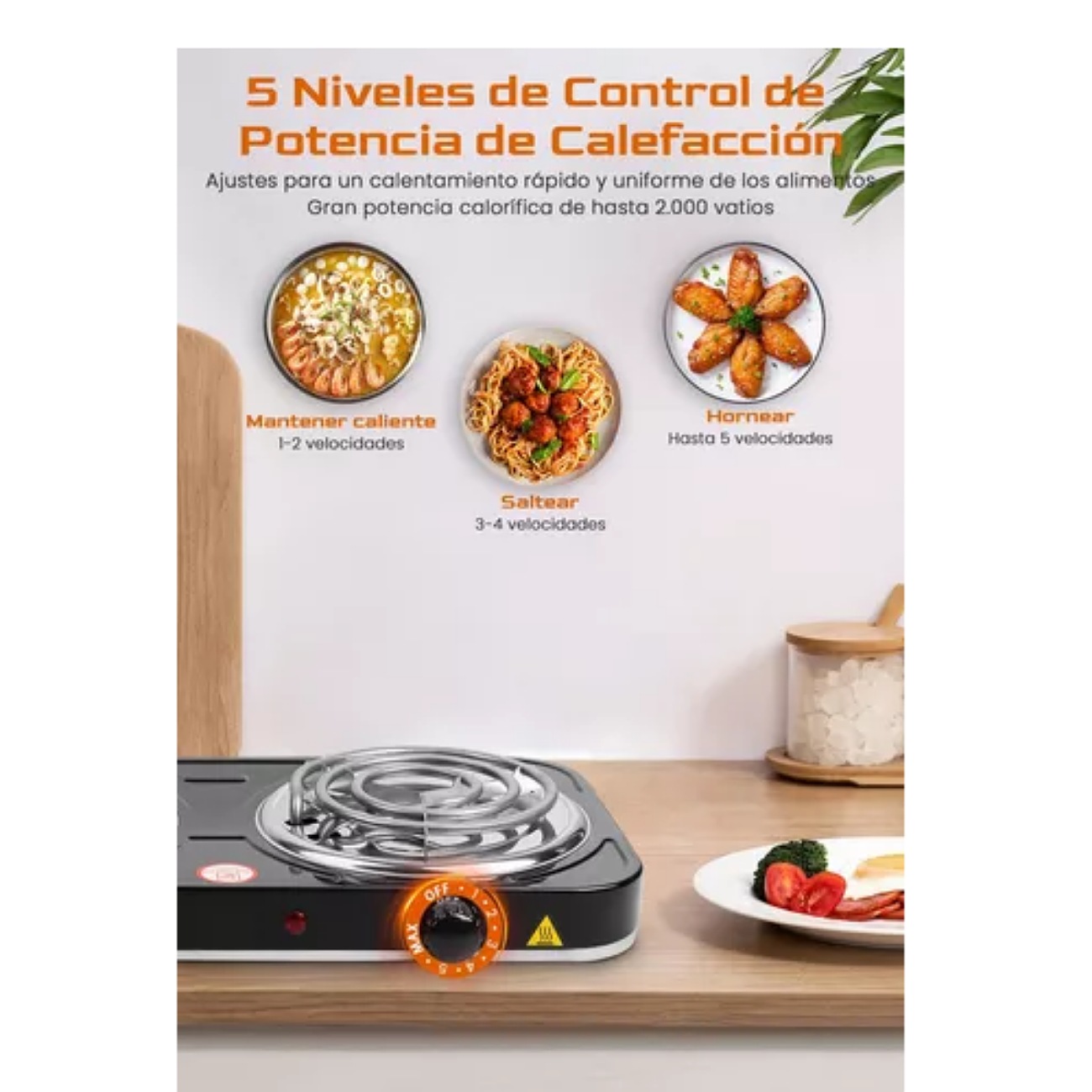 Parrilla Eléctrica Cocción Estufa De Dos Quemadores Perillas