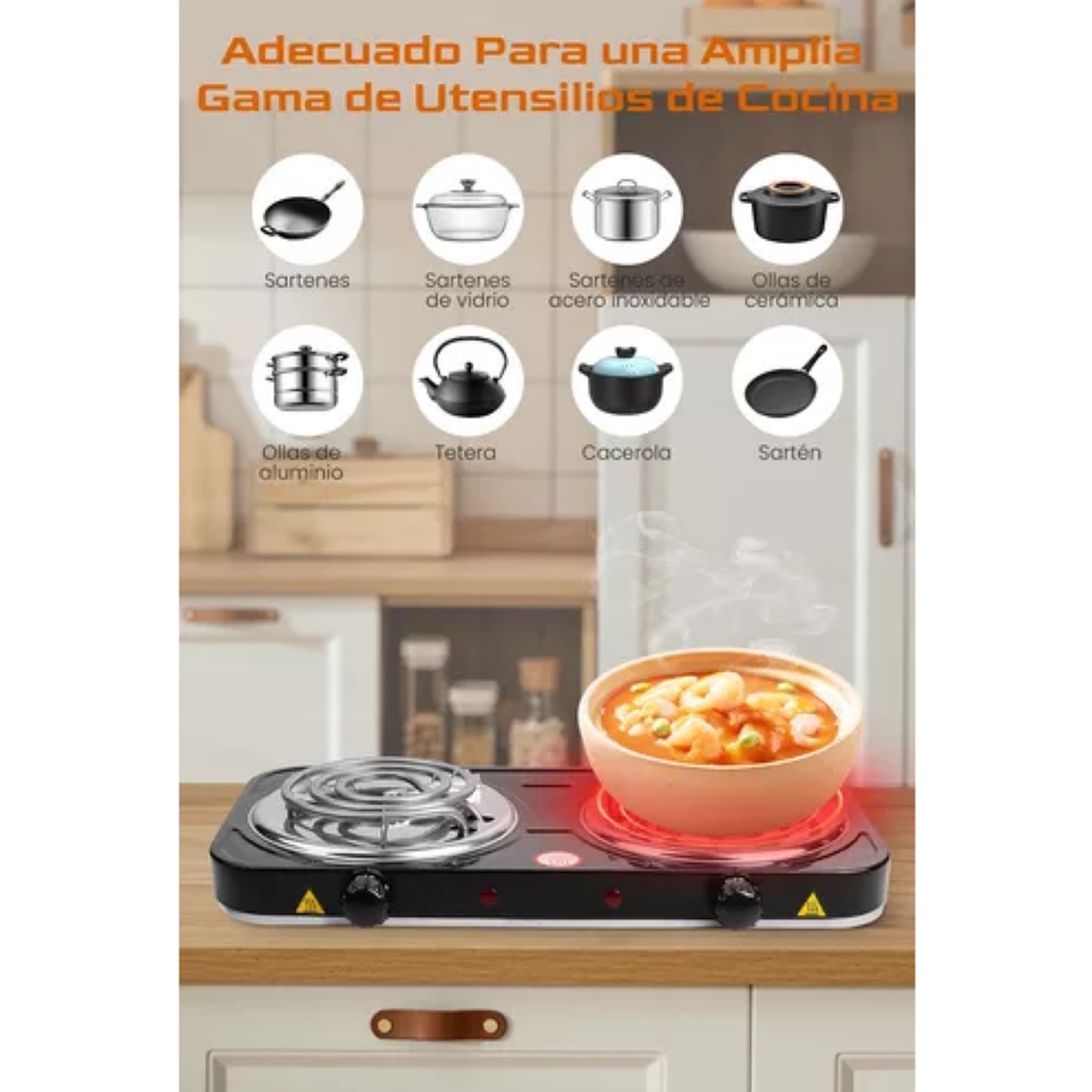 Parrilla Eléctrica Cocción Estufa De Dos Quemadores Perillas