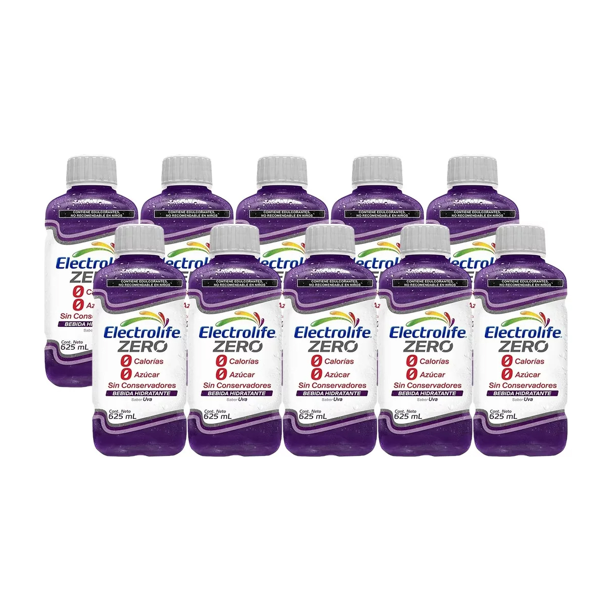 Suero Electrolife Sabor Uva Zero 10 Piezas de 625 ml c/u