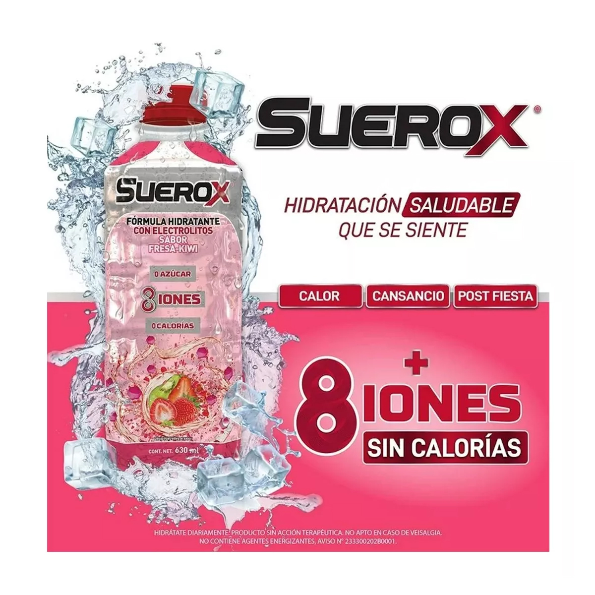 Bebida Rehidratante Suerox Fresa Kiwi 10 Piezas de 630 ml c/u