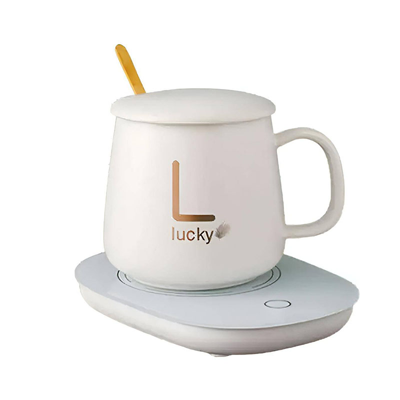 Taza De Cerámica Con Calentador Eléctrico Y Cuchara.