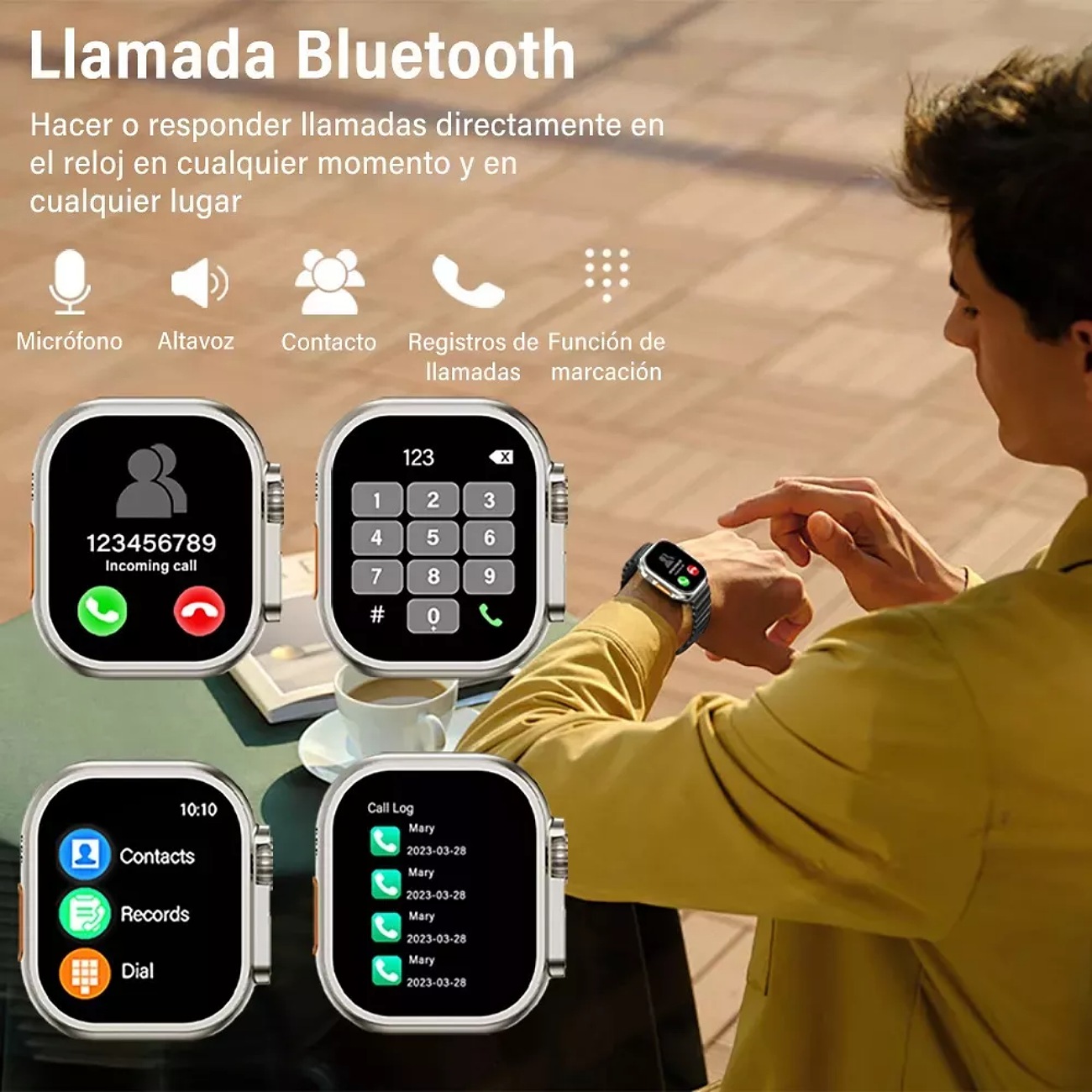 Reloj inteligente Isdewatch T800 Ultra 2 Smartwatch Función De Doble Toque Llamadas Notificaciones Deportes Sensor De Ritmo Cardiaco Negro