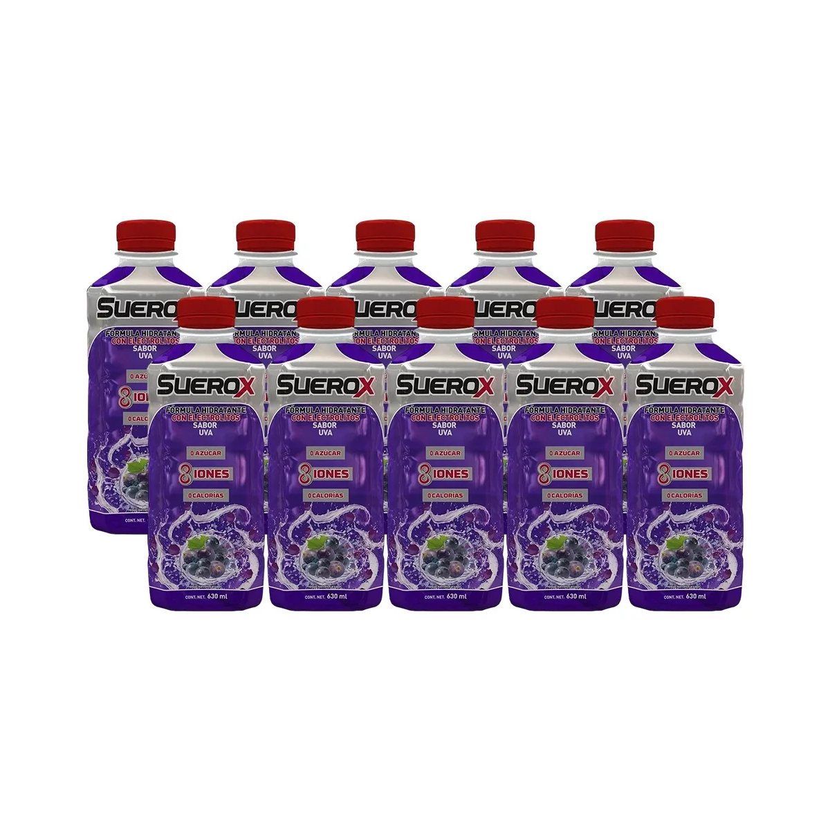 Bebida Rehidratante Suerox Uva 10 Piezas de 630 ml c/u