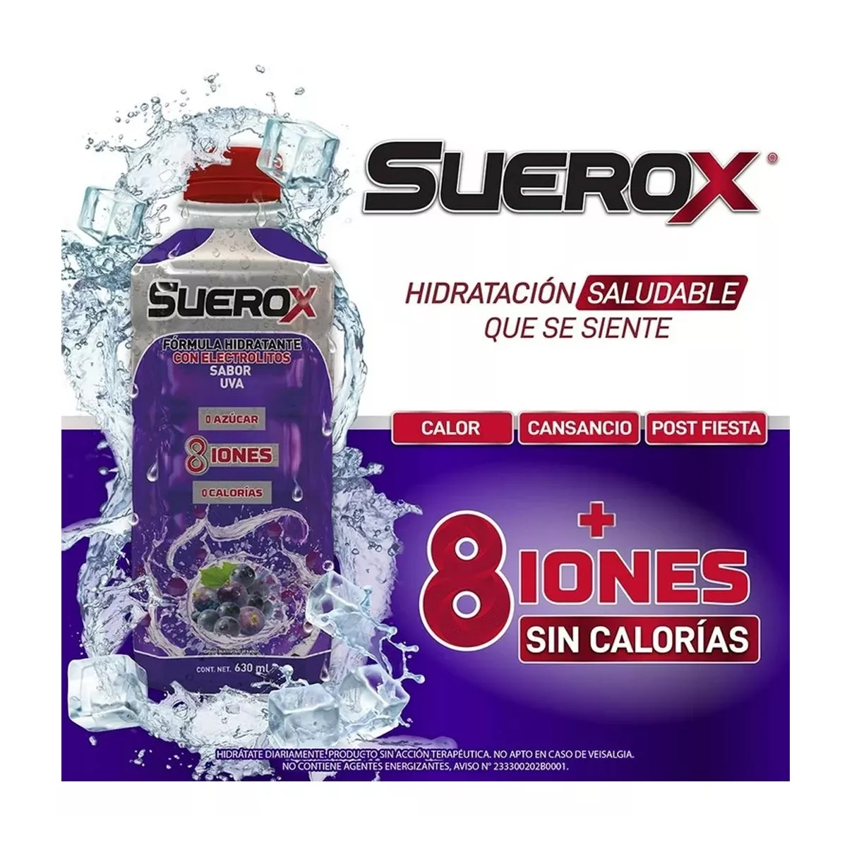 Bebida Rehidratante Suerox Uva 10 Piezas de 630 ml c/u