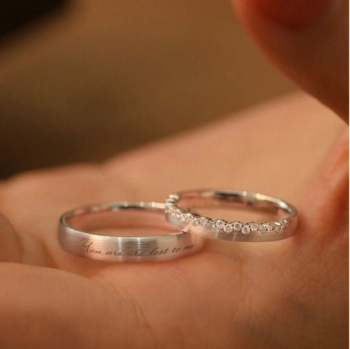 Anillo De Pareja Promesa Para Hombre Mujer Plata No Despinta