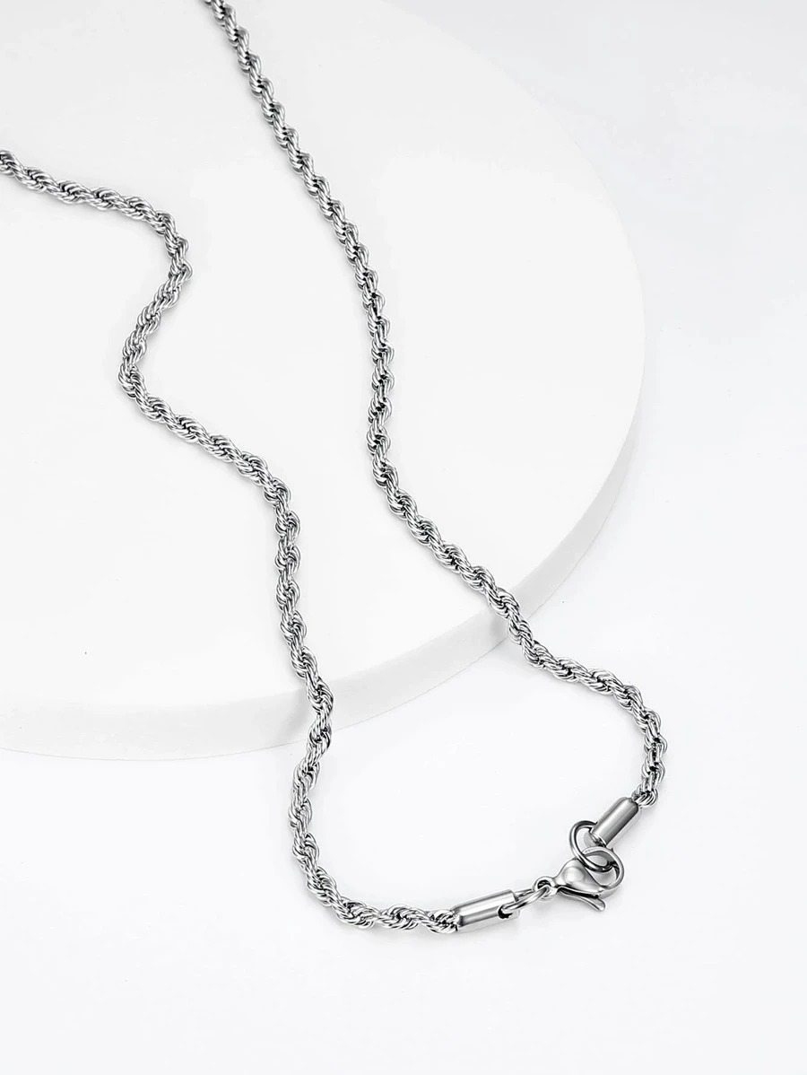 Collar para mujer, collar torsal color plata, acero inoxidable