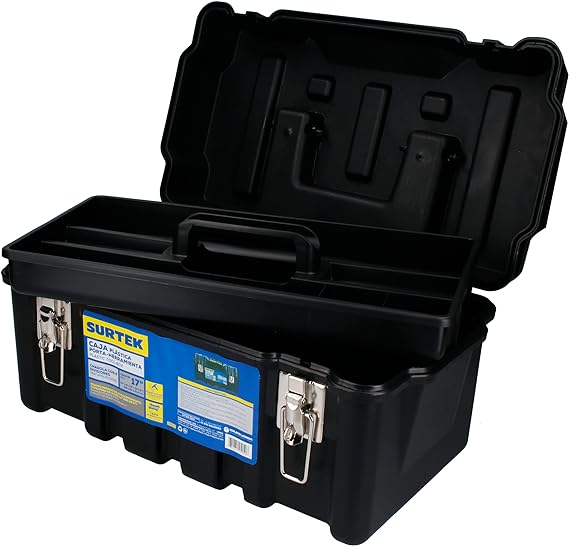 Surtek CPS17 Caja Portaherramientas Plástica con Broches Metálicos, 17"