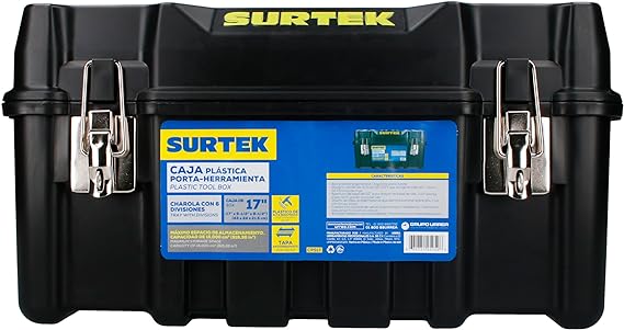 Surtek CPS17 Caja Portaherramientas Plástica con Broches Metálicos, 17"