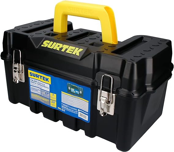 Surtek CPS17 Caja Portaherramientas Plástica con Broches Metálicos, 17"