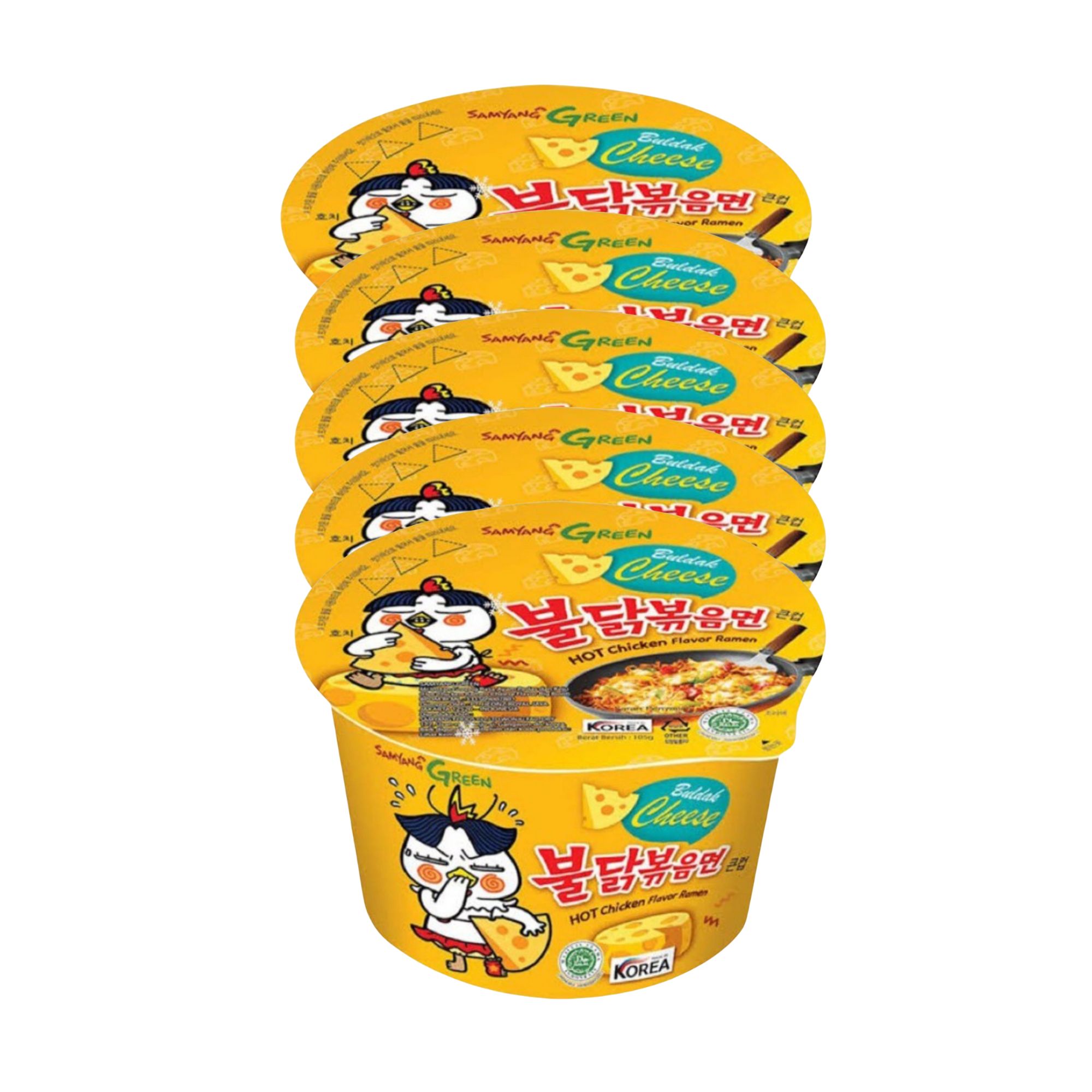 Sopa Instantánea Ramen Coreana Buldak Big Bowl Sabor Queso de 5 Piezas