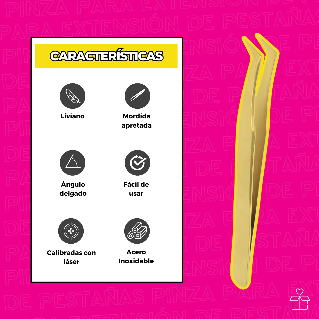 Pinza Dorada Para Volumen De Pestañas N-04 Volumen Ruso.