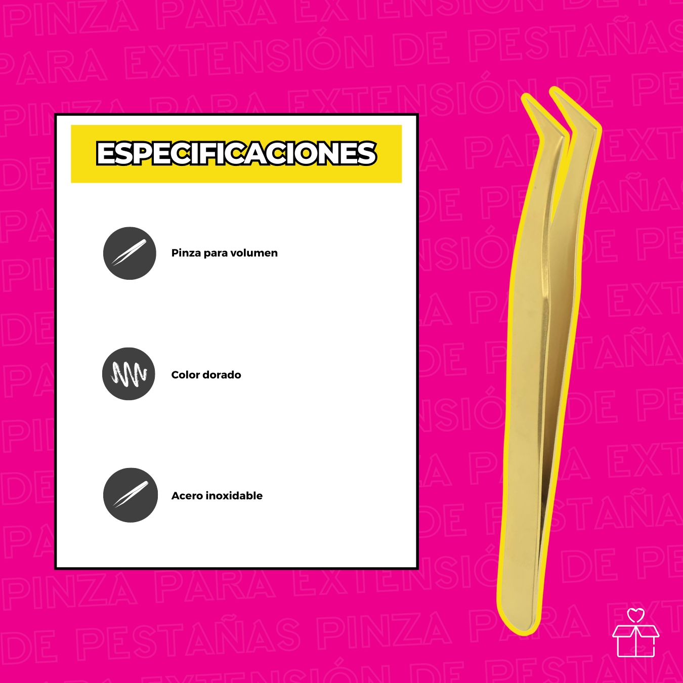 Pinza Dorada Para Volumen De Pestañas N-04 Volumen Ruso.