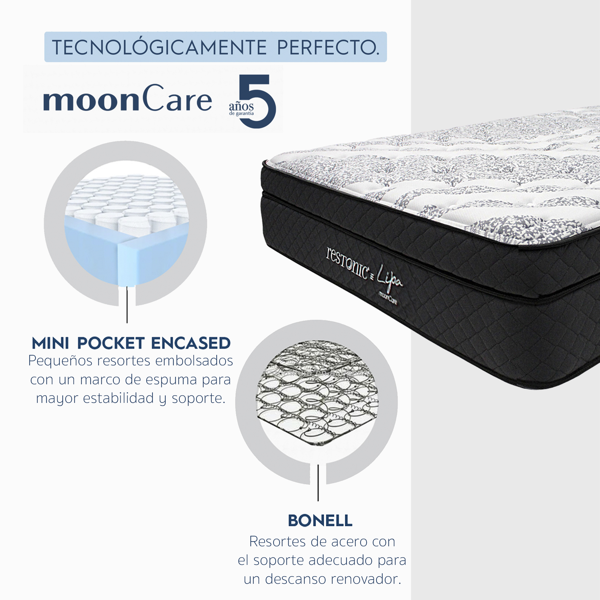 Colchón Queen Restonic Lipa Mooncare