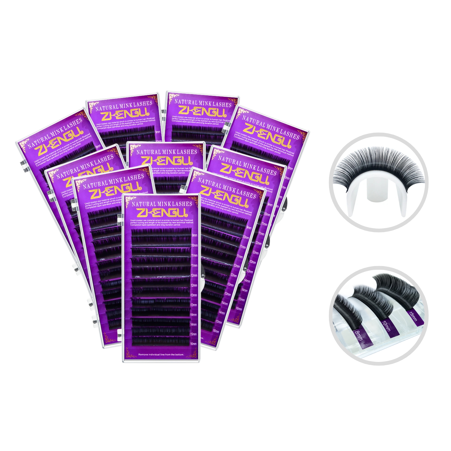 10 Blisters Extensiones Pestañas Mink Mixto 1x1.