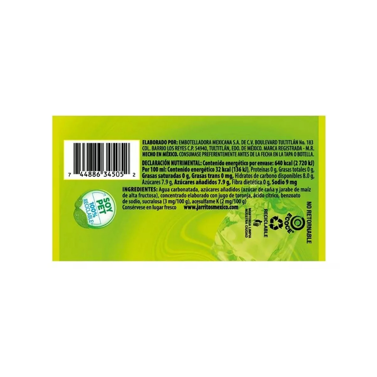 Jarrito Refresco Toronja 8 Piezas de 2 Lt c/u