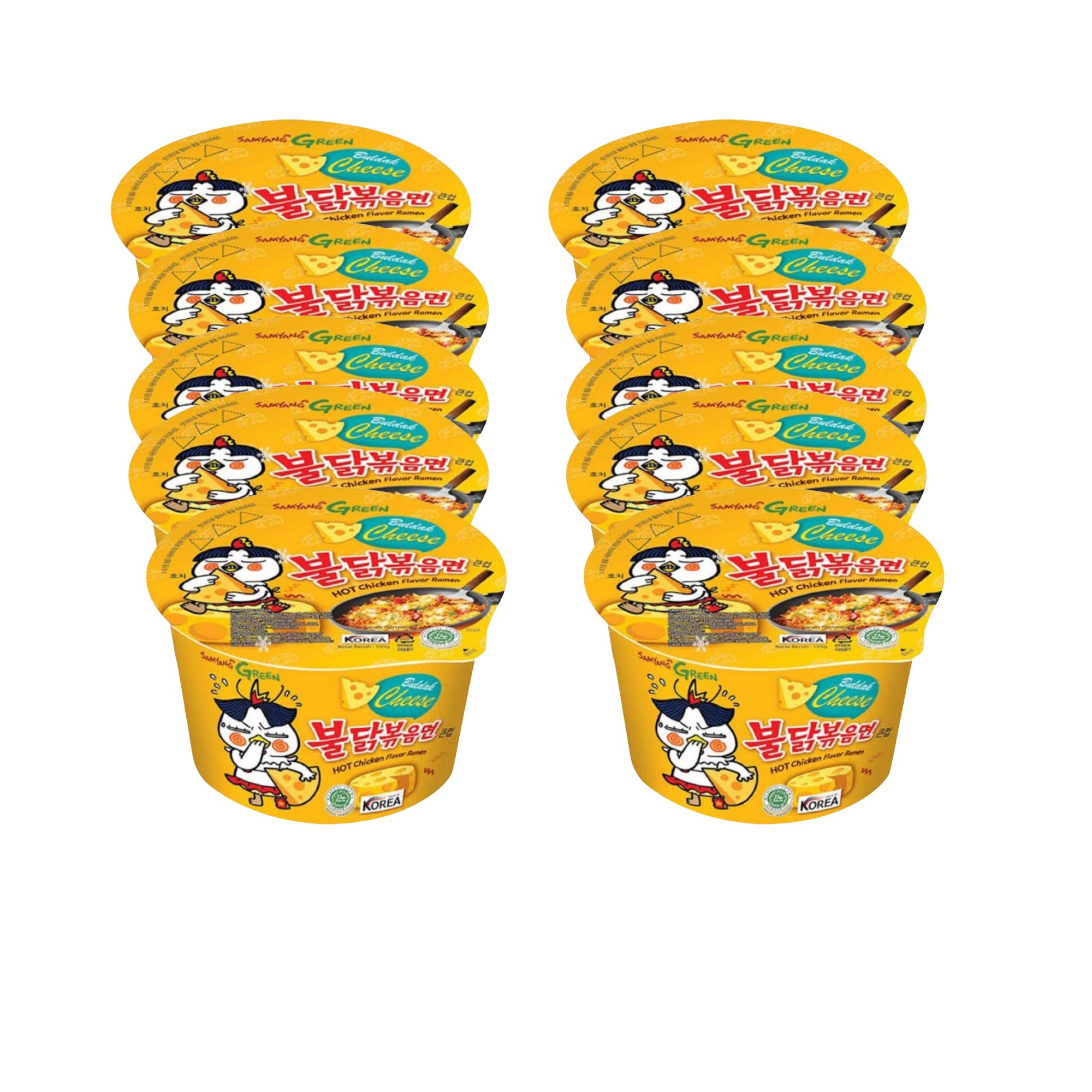 Sopa Instantánea Ramen Coreana Buldak Big Bowl Sabor Queso de 10 Piezas