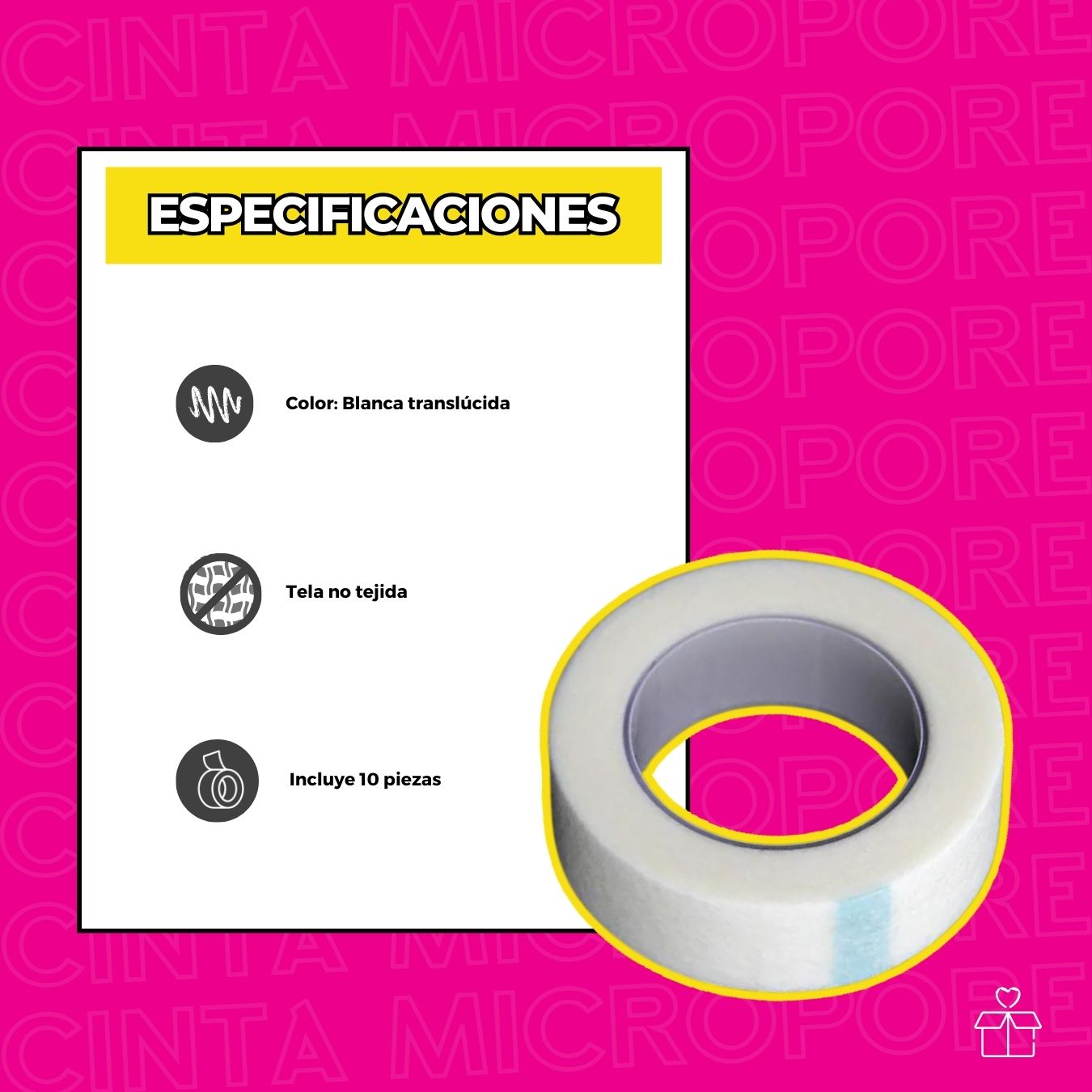 10 Cintas Micropore Extensiones De Pestañas 1x1 Sin Pelusa.