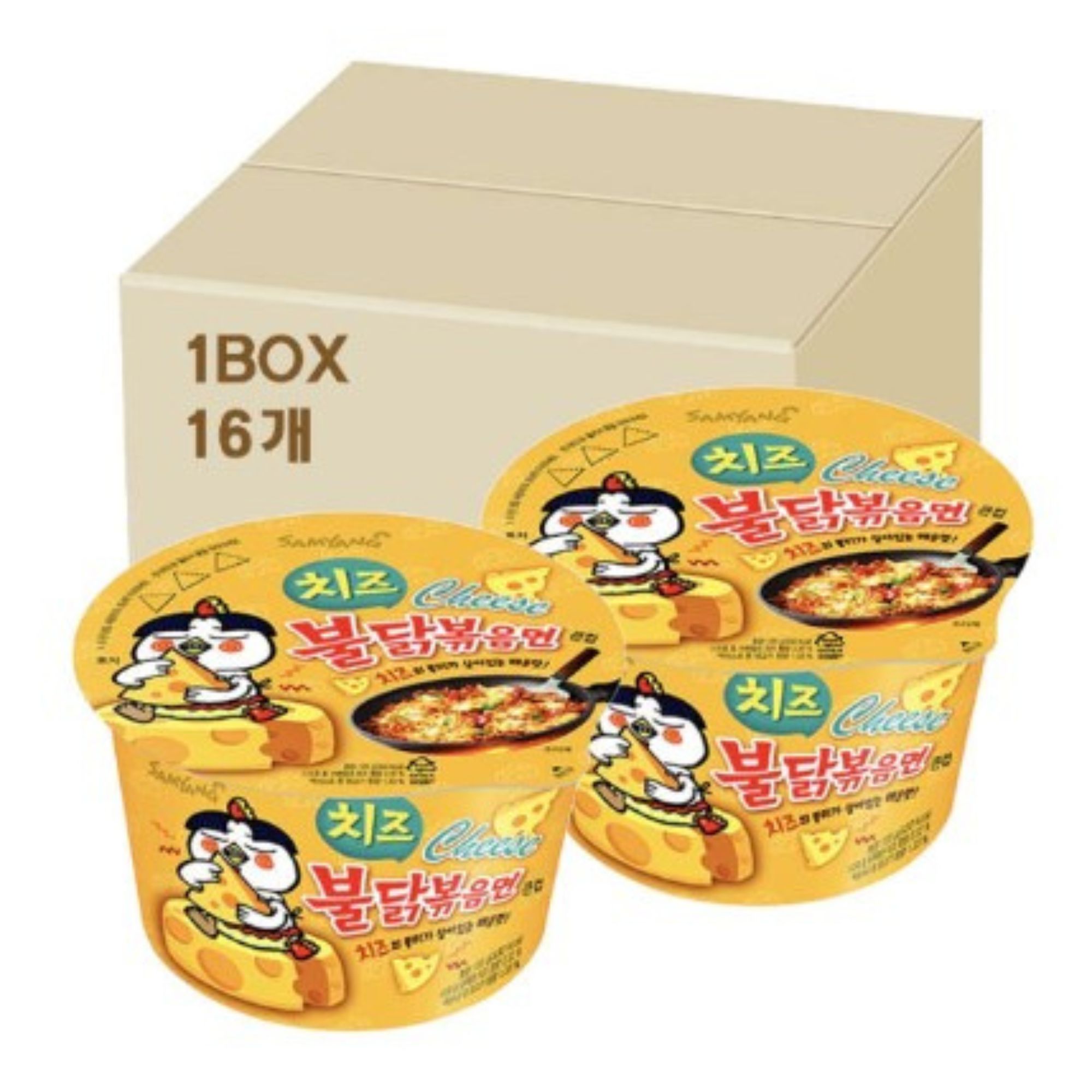 Sopa Instantánea Ramen Coreana Buldak Big Bowl Sabor Queso de 16 Piezas