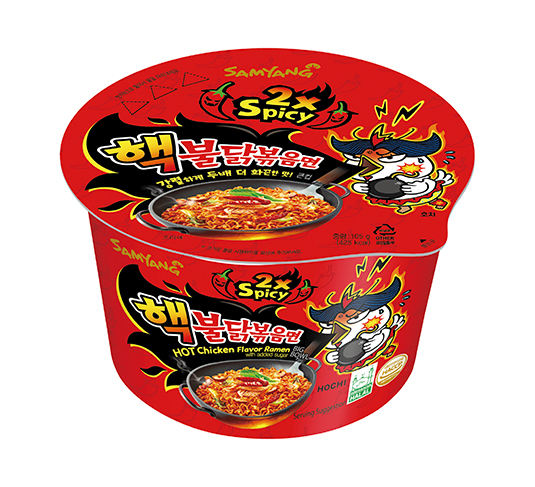 Sopa Instantánea Ramen Coreana Buldak Big Bowl Sabor Doble Picante de 5 Piezas
