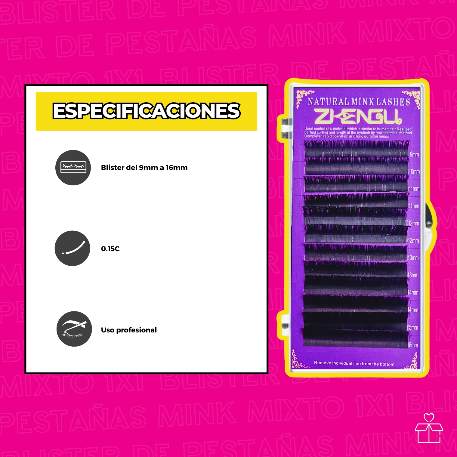 Blister Extensiones Pestañas Mink Mixto 1x1.