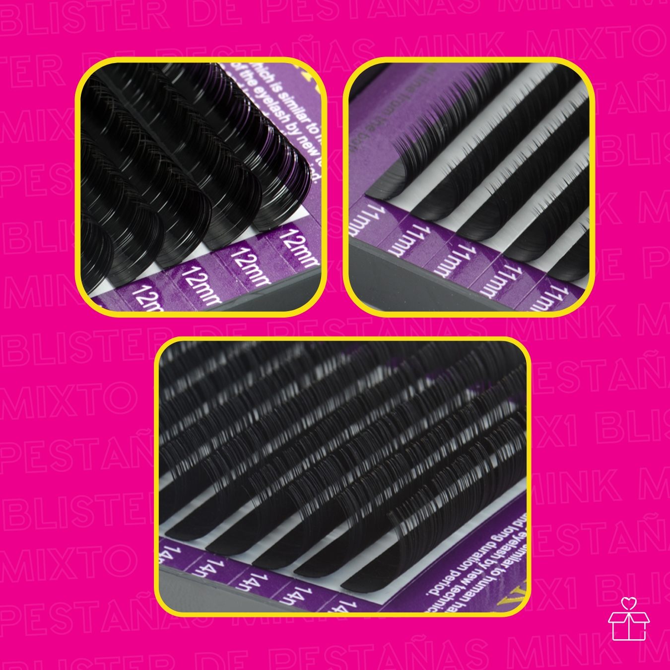 Blister Extensiones Pestañas Mink Mixto 1x1.