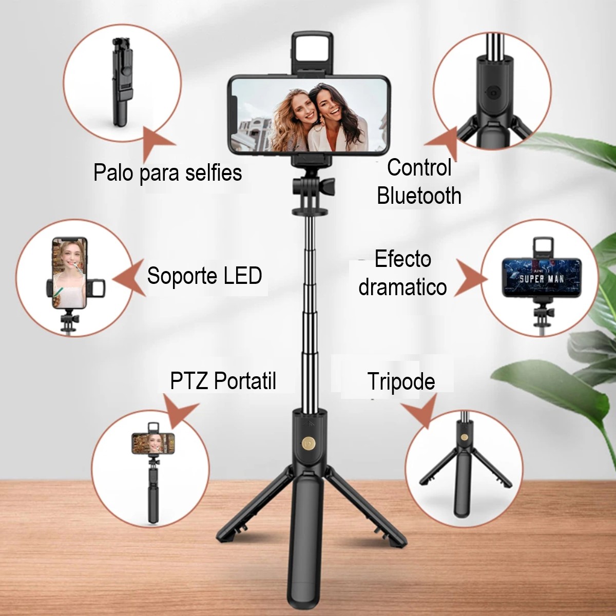 Bastón Palo Selfie inalámbrico cámara deportiva soporte trípode Bluetooth extensible iPhone Cel