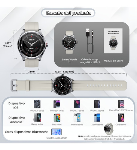 Reloj Inteligente Hombre Smartwatch Bluetooth Llamadas Alexa