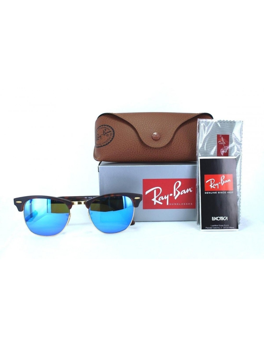 Lentes de sol Ray Ban Rb3016 114517 Clubmaster Azul Espejo Carey Icon