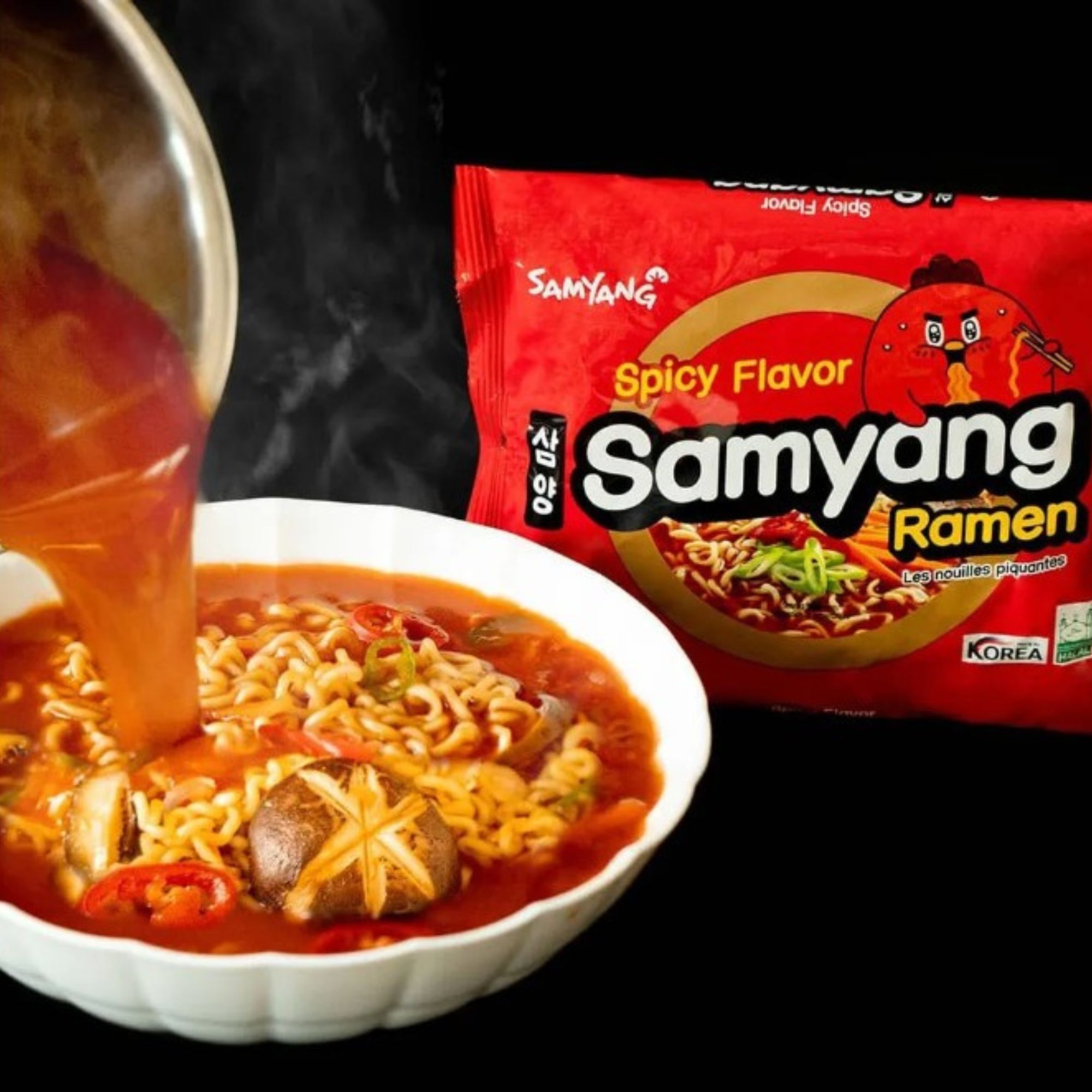 Sopa Instantánea Ramen Coreana Samyang Ramyun Picante de 10 Piezas