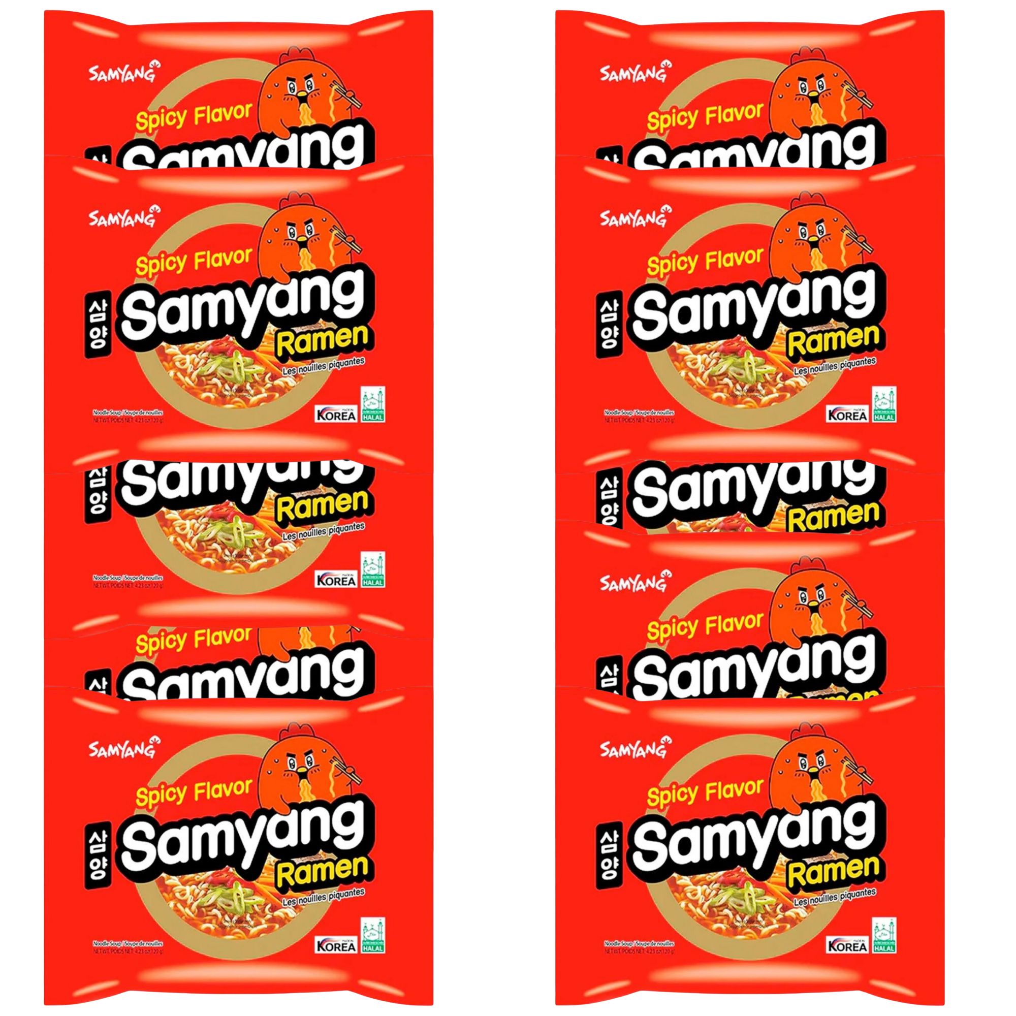 Sopa Instantánea Ramen Coreana Samyang Ramyun Picante de 10 Piezas