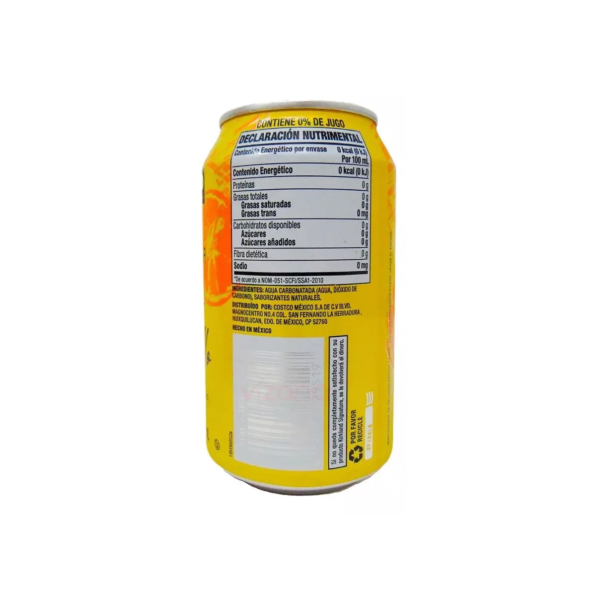 Agua Gasificada Sabor Limón Amarillo Kirkland 12 Piezas.