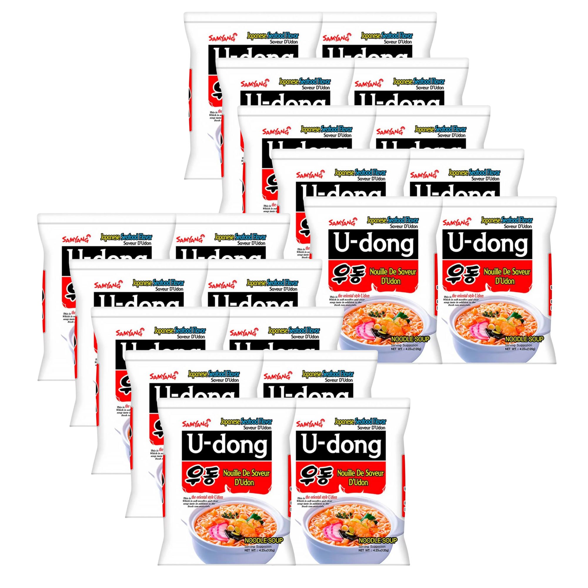 Sopa Instantánea Ramen Coreana Estilo Japonesa Udong Sabor Mariscos de 20 Piezas