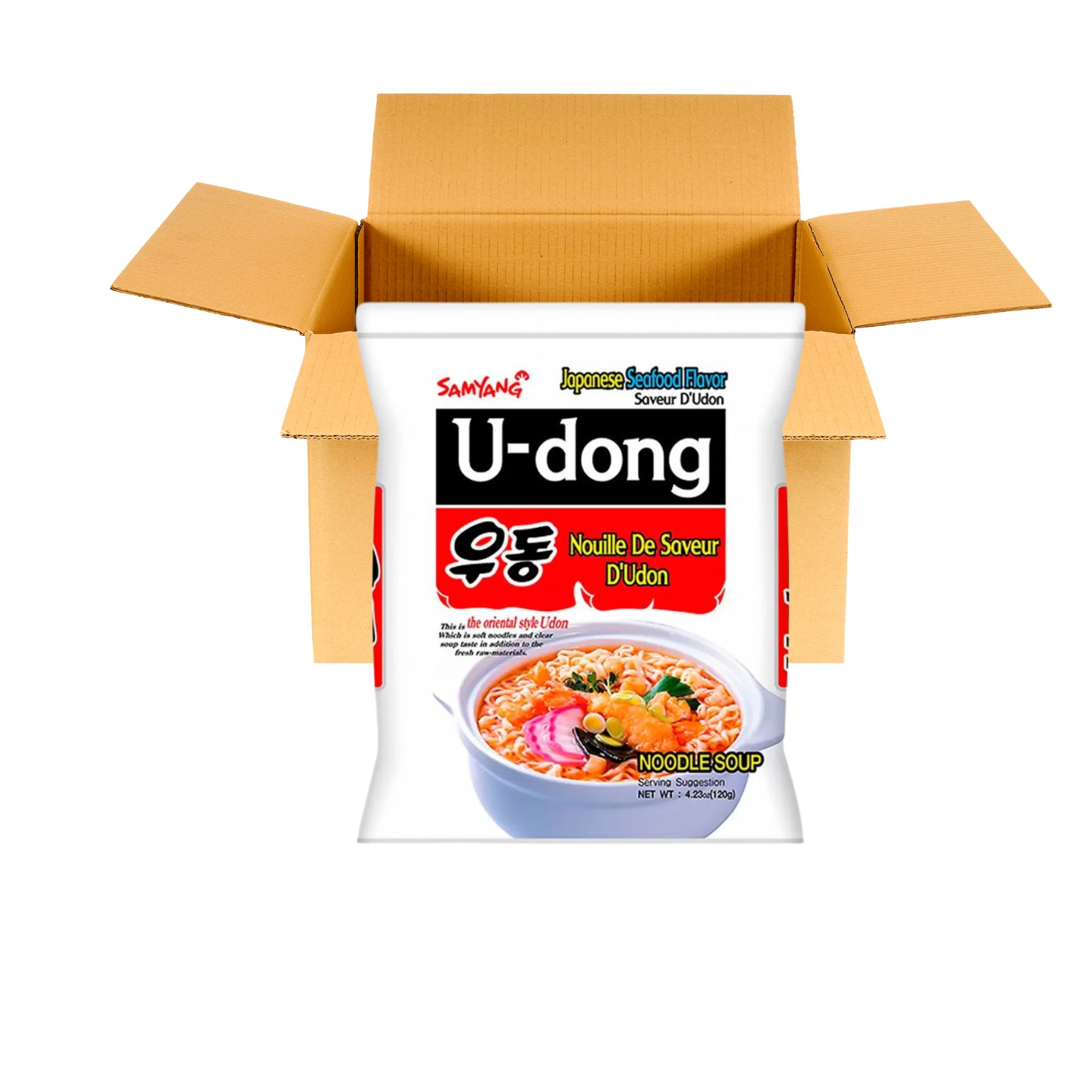 Sopa Instantánea Ramen Coreana Estilo Japonesa Udon Sabor Mariscos de 40 Piezas