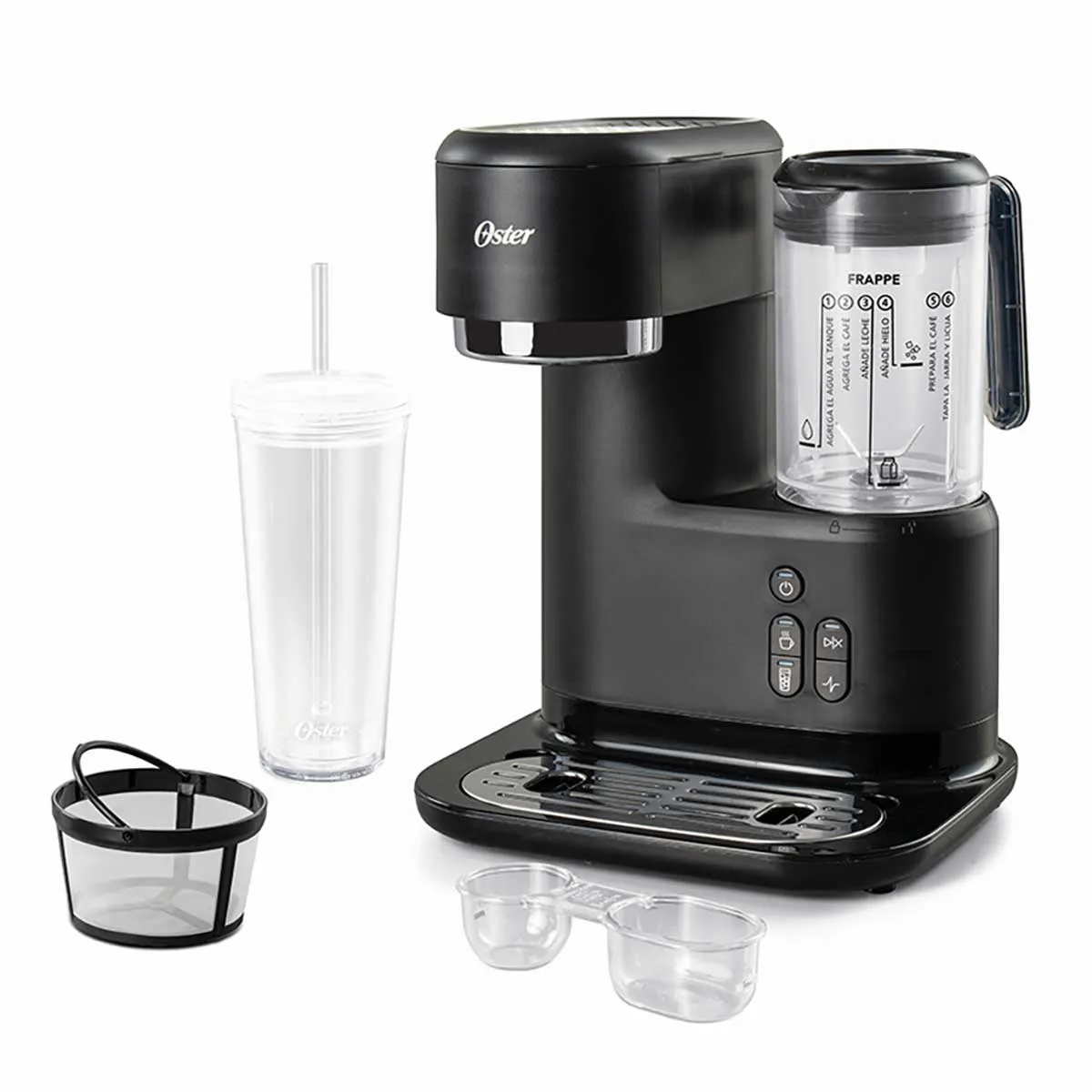 Cafetera frappé Oster® con Licuadora BVSTDC03B 3 en 1 Filtro Permanente.