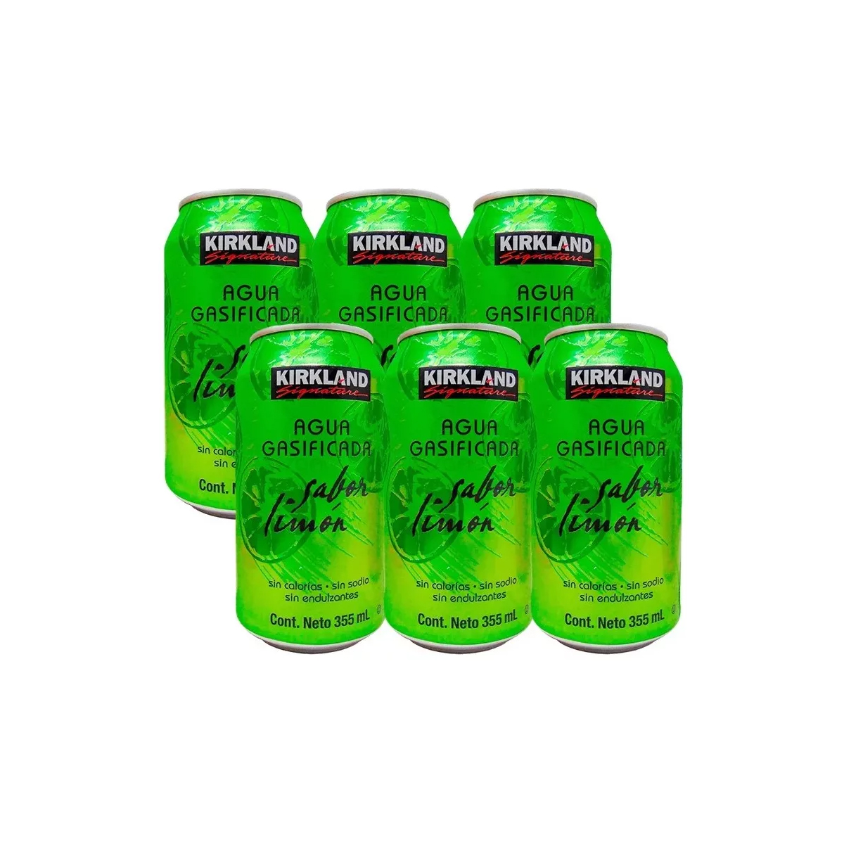 Agua Gasificada Sabor Limón Verde Kirkland 6 Piezas.