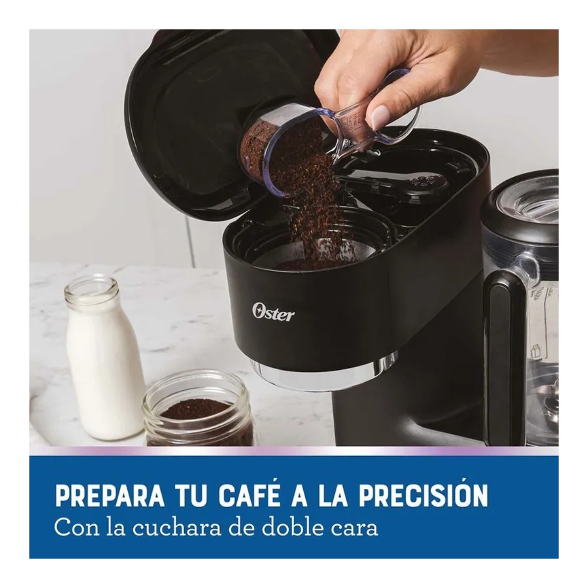 Cafetera frappé Oster® con Licuadora BVSTDC03B 3 en 1 Filtro Permanente.