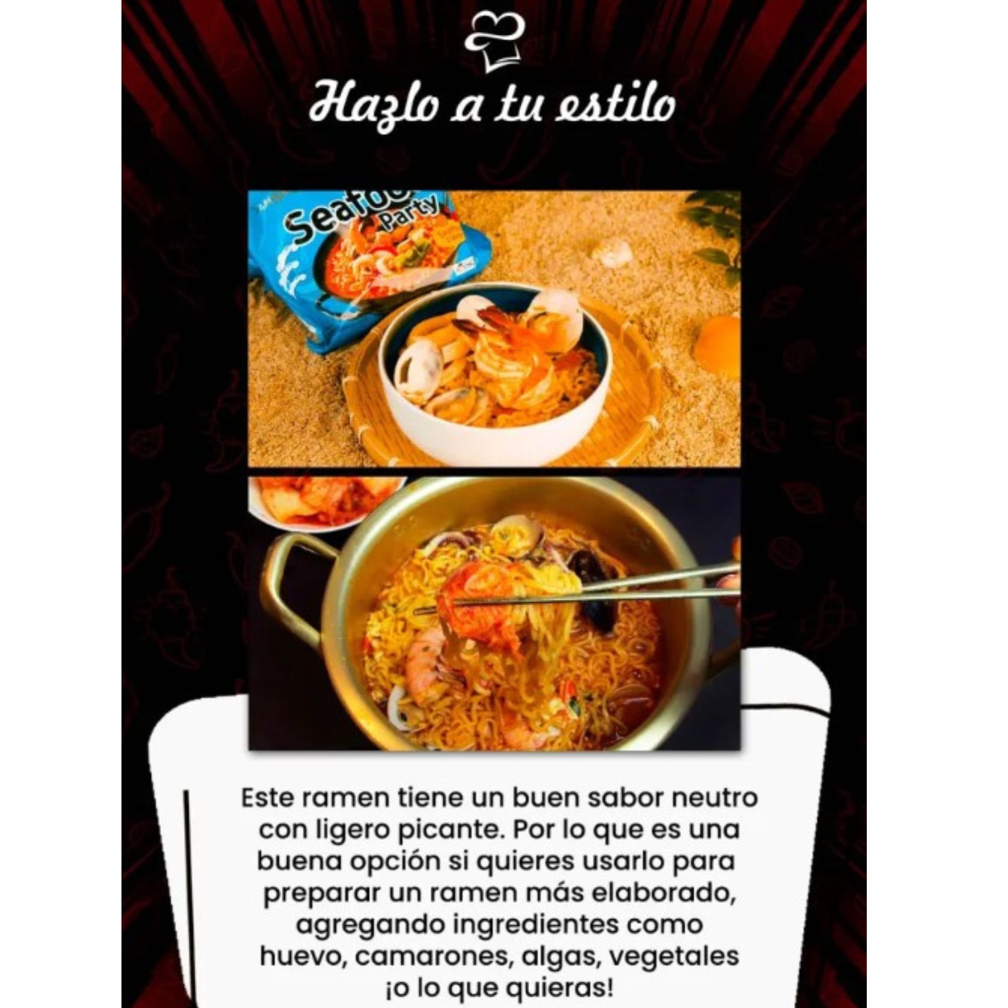Sopa Instantánea Ramen Coreana Sea Food Party Sabor Caldo de Mariscos de 10 Piezas