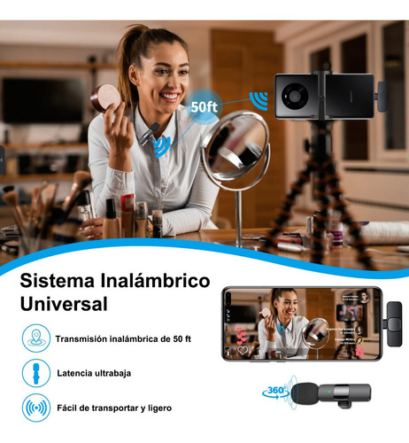 2pcs Micrófono Lavalier Inalámbrico Para iPhone iPad Android