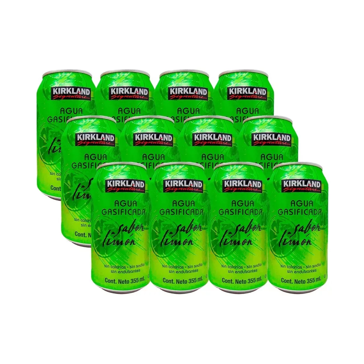Agua Gasificada Sabor Limón Verde Kirkland 12 Piezas.