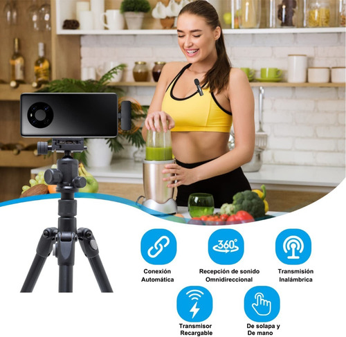 2pcs Micrófono Lavalier Inalámbrico Para iPhone iPad Android