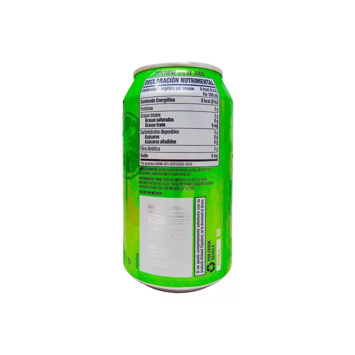 Agua Gasificada Sabor Limón Verde Kirkland 20 Piezas.