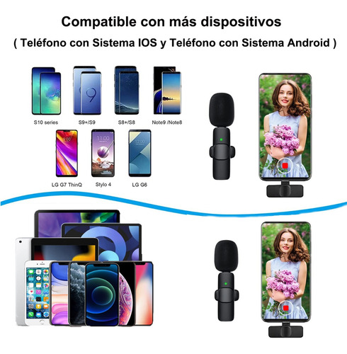 2pcs Micrófono Lavalier Inalámbrico Para iPhone iPad Android