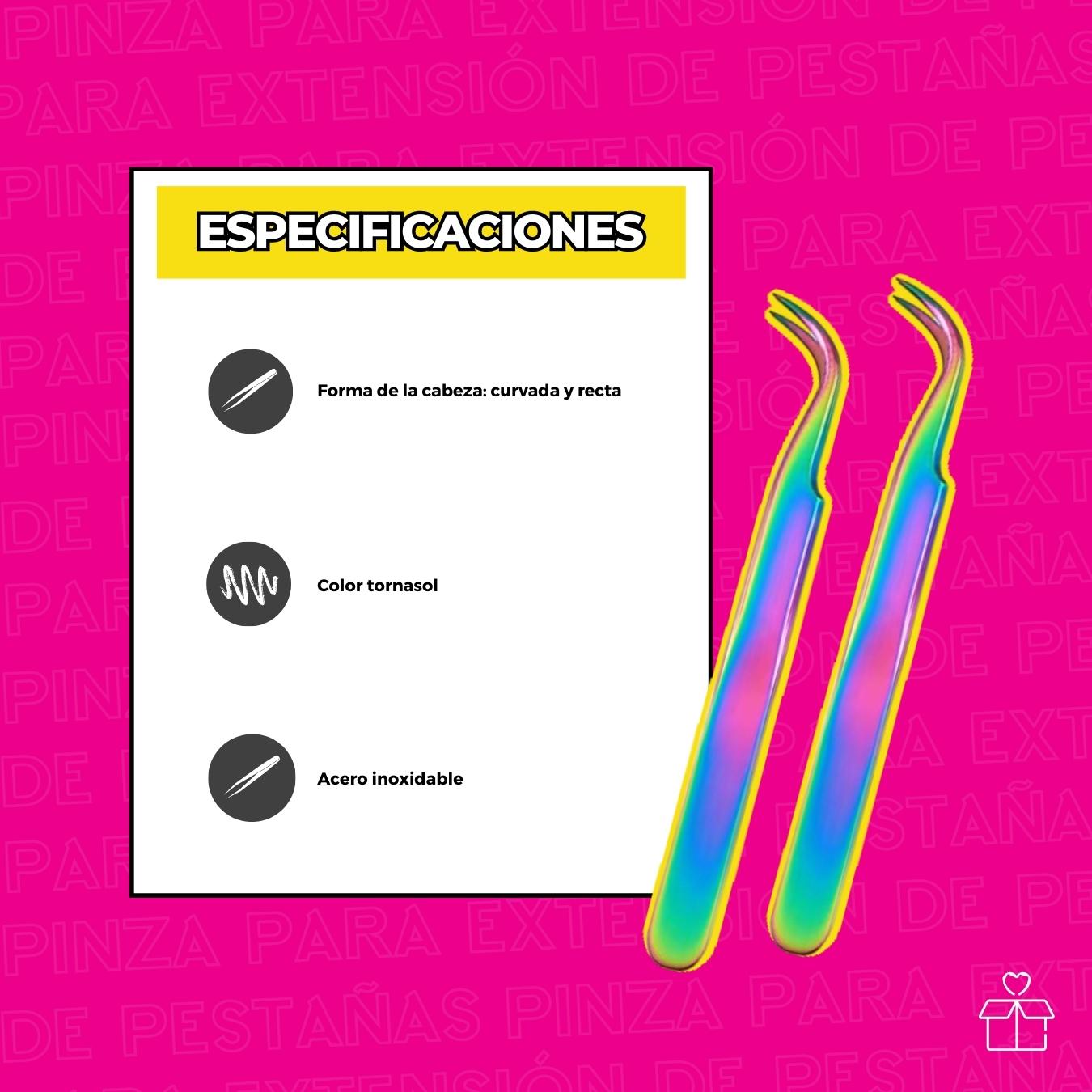 Pinzas Para Extensión De Pestañas Mink 1x1 Tornasol.