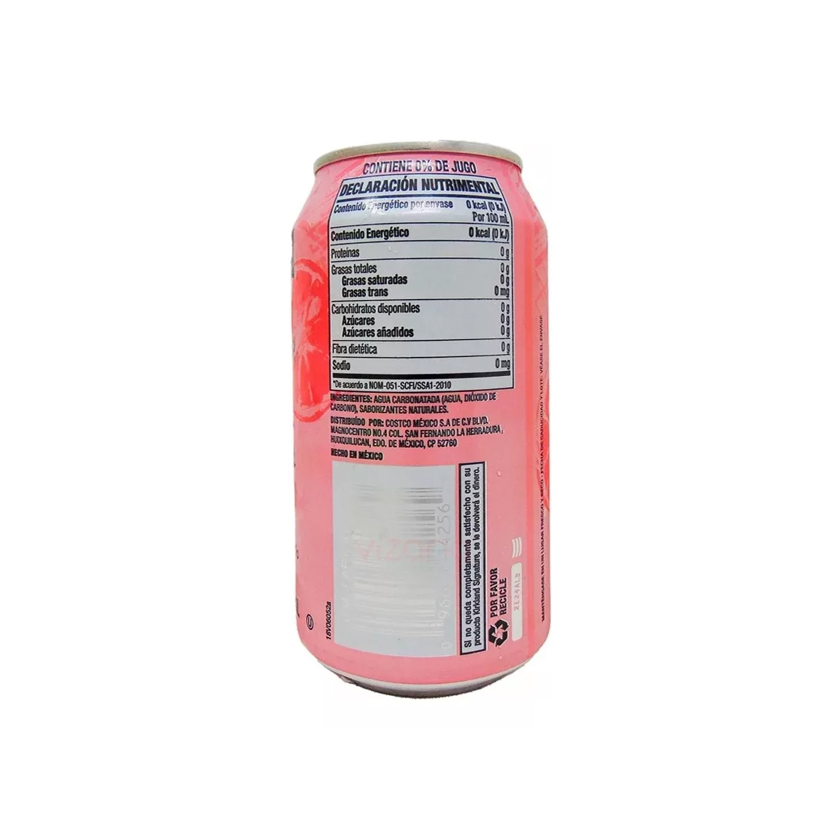 Agua Gasificada Sabor Toronja Kirkland 12 Piezas.