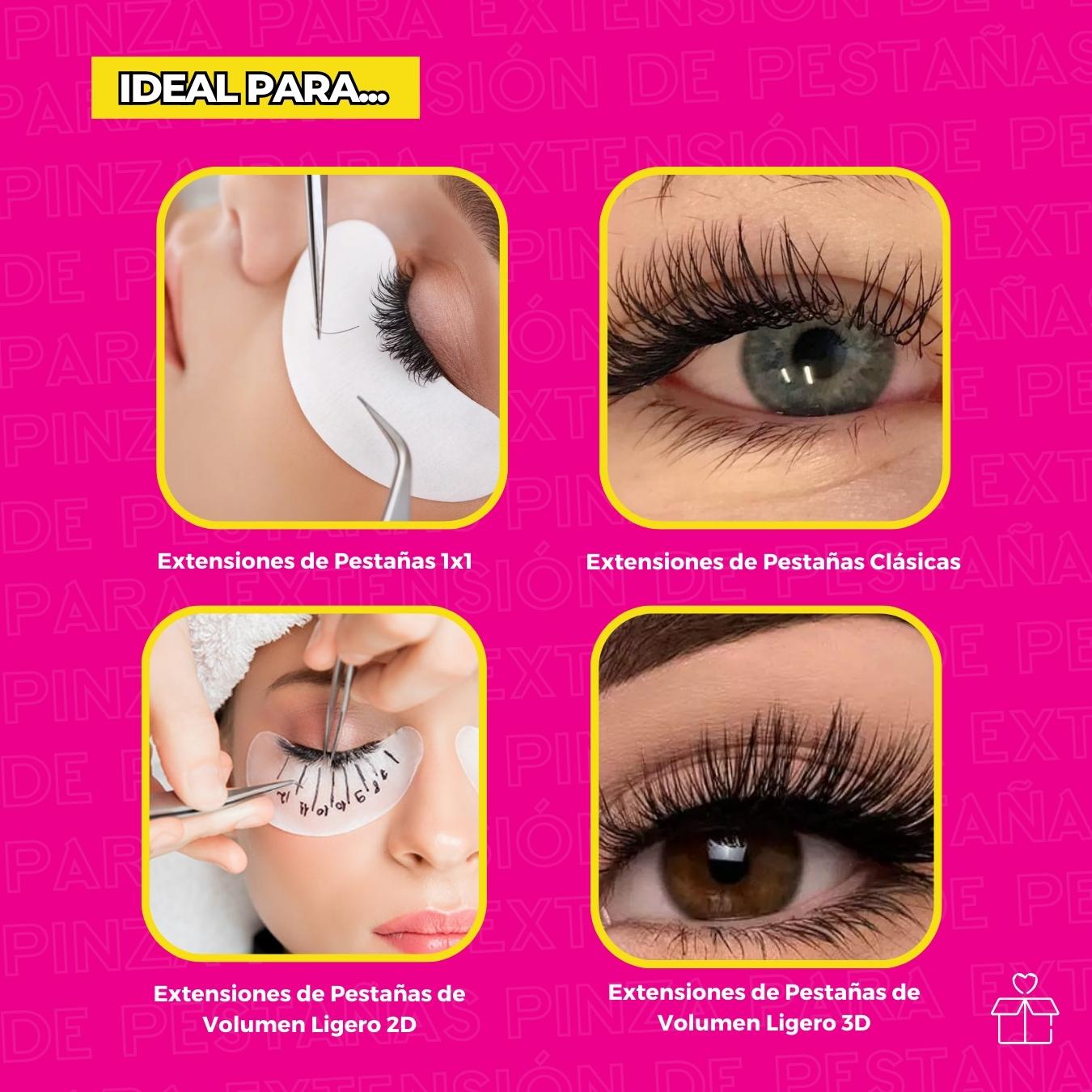 Pinzas Para Extensión De Pestañas Mink 1x1 Tornasol.