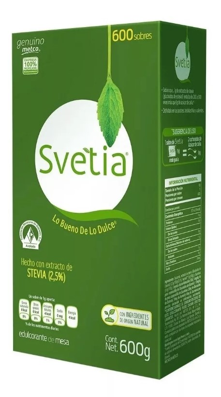 Svetia 600 Sobres De 1g Edulcorante Stevia Sustituto Azúcar