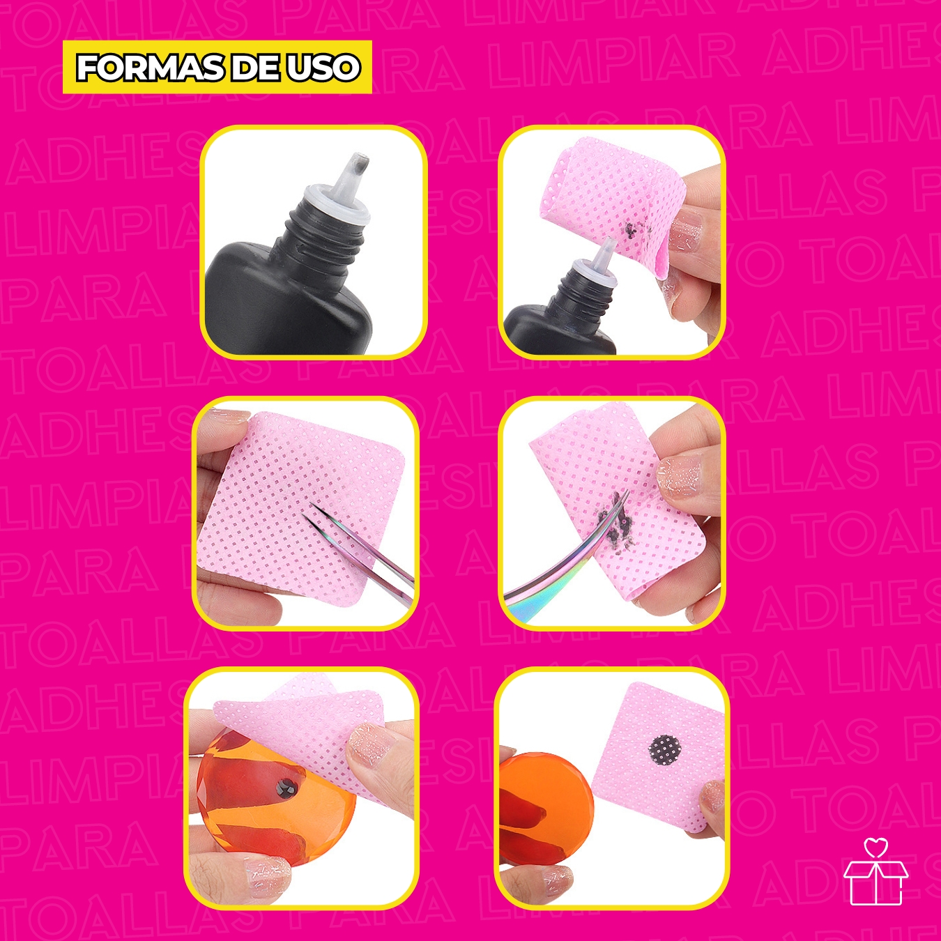 200pzs De Toallas Para Limpiar Adhesivo Extensiones Pestañas.